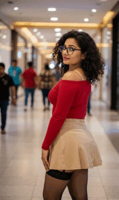 craiyon_125413_A_closeup_shot_In_a_bustling__warmly_lit_mall_corridor__a_skinny_but_attractive_Indian_40ish_woman_w-4